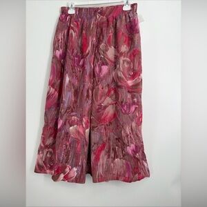 VINTAGE Geiger Skirt Women’s Sz 38 Pink Floral Cotton Elastic Waist